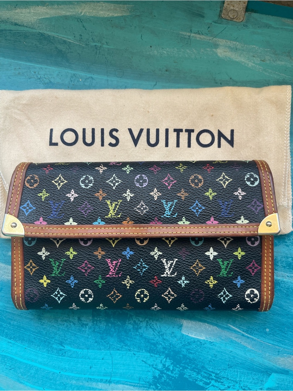 Louis Vuitton Black Multicolor Monogram Clutch Wallet